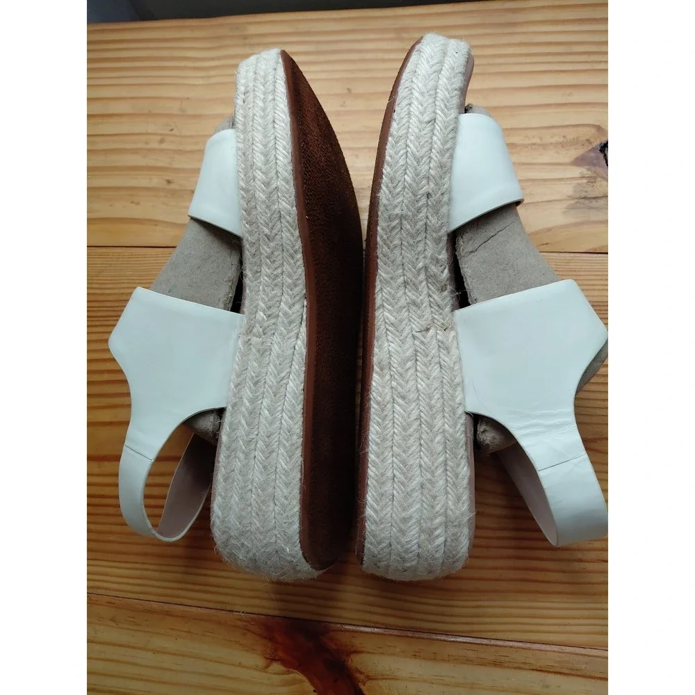 The Drop Sandals Womens  9 White Novilla Lea Espadrille Boho Platform Wedge Jute